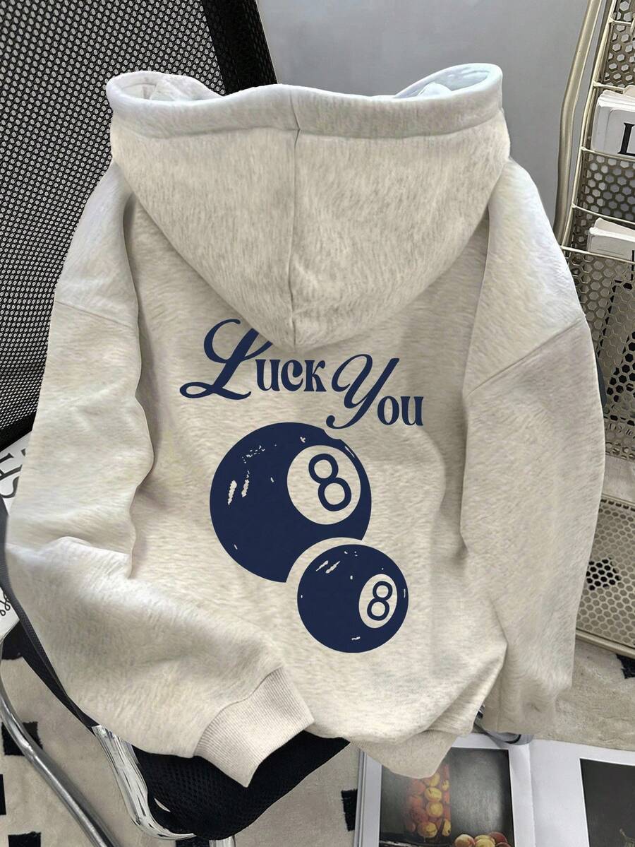 INAWLY Sudadera con capucha gráfica de billar con ajuste relajado para mujeres, tops de manga larga