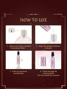 HARRY POTTER X SHEIN 5ml/0.2oz Pink Refillable Perfume Atomizer Spray Bottle With Bottom Filling Self-Pump Type Reusable Fragrance Bottle, Mini Portable Cosmetic Bottle Liquid Filling Bottle,With A Visible Window, Portable For Travel And By Plane,Every Flavour Beans