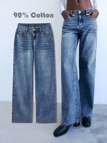 Maija Women's Blue Jeans Low Waist Straight Pants Versatile Casual Autumn New Style