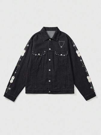 Street Life Men's Fashion Studded Denim Jacket, Fall