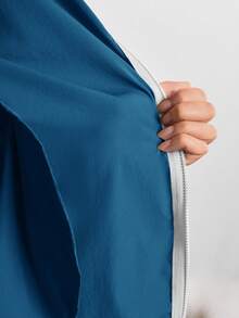 In My Nature 女士纯色拉链连帽休闲夹克 - 霧霾藍 - 查看 8
