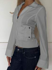 CovetEZ Commuter Jacket, Zip-Up Jacket Autumn Winter Clothes For Women - Grey - View 7