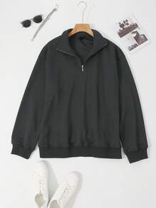 DAZY 男士半拉链海军蓝运动衫，秋季 - 藏蓝色 - 查看 3