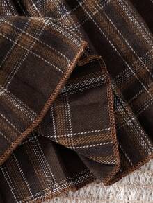 مجموعة ملابس كاجوال كورية الطراز لفتيات المراهقات، ملابس علوية بياقة بيضاء ذات لون أحادي وأكمام طويلة مقترنة بتنورة بني مطوية، طقم من قطعتين مناسب للخريف/الشتاء، العودة إلى المدرسة، أنيق وأنيق للارتداء اليومي، المدرسة، الخروج، الصور، الحفلات الخريفية - بني - مشاهدة 9