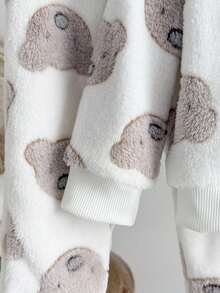 SHEIN 两件套男婴保暖羊毛熊套装 - 连帽拉链夹克 + 弹力袖口裤，秋冬 - 彩色 - 查看 4