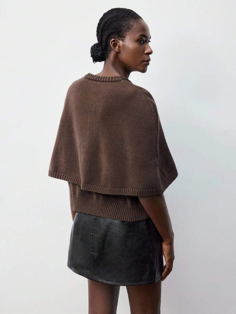 SHEIN Maija Women's Elegant Solid Color Shawl Collar Cardigan, Suitable For Commuting In Autumn Brown Sweater Brown Cardigan Chocolate Brown Top,Winter Clothes