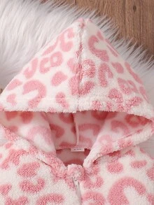 SHEIN 女婴休闲简约连帽拉链连体衣，冬季