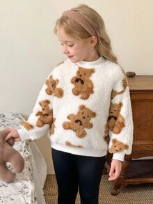 LMoss Kids Bộ 2 chiếc/Bộ áo nỉ cổ tròn dệt kim họa tiết trái tim và quần legging cho bé gái - Nhiều màu - Xem 1