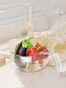 SHEIN 1/4pcs Multifunctional Rice Washing Basket With Handle, Vegetable Washing Basin, Fruit Plate, Kitchen Drain Basket, Kitchen Supplies Rice Washing Strainer, Household Kitchen Drain Basket - Multicolor - View 10