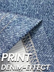 EMERY ROSE Plus Size Women's High Waist Faux Denim Leggings With Button Details & Pockets - Stretchy Slim Fit Vintage Wash Yoga Pants For Daily Party Office Vacation - Multicolor - View 6