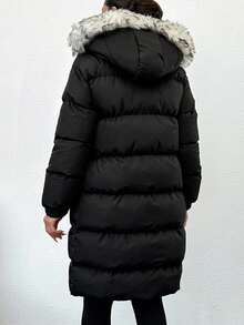 EURMUSE 女式帶領口連帽棉裝外套