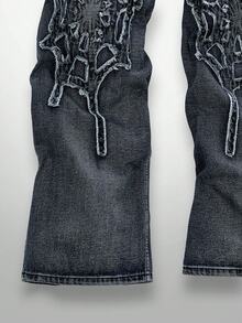 NEON BLANC 男士休闲宽松梭织蜘蛛网印花牛仔裤，街头风格，Emo风格