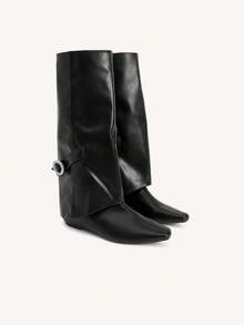 CUCCOO CHICEST Casual Comfortable Flat Simple Knee-High Boots - Black - View 7