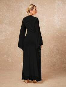 Lumalex Women's Loose Sheer Dress With Tie-Up Sash And Flowy Sleeves