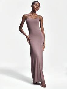 SHAPORA Casual Slim Fit Soft & Comfortable Women Nightgown - Coffee Brown - View 3