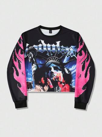 Street Life Men's Street Fashion Printed Crew Neck Pullover Sweatshirt