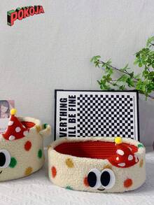 1PC Cute Plush Storage Bin - Soft Cartoon Design, Suitable For Girls To Use. Dopamine Creative Bedroom And Office Storage Basket. Makeup/Toy/Book Storage Box. - 彩色 - 查看 10