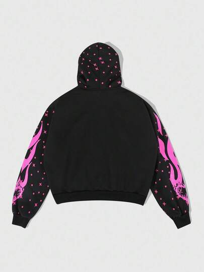 Street Life Men's Hooded Sweatshirt, Fleece Lined, Embroidered Patch & English Letter Print, Autumn/Winter