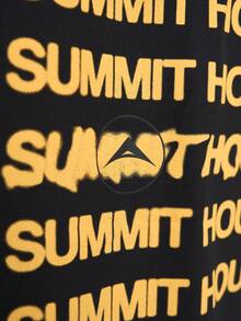 Chaqueta con capucha casual de manga larga con cremallera y media cartera con estampado de eslogan para hombre en otoño - Negro - Ver 4