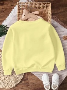 SHEIN 可爱小熊印花拉链女童卫衣，柔软亲肤，秋季新款黄色上衣，可爱休闲套头卫衣，适合户外、运动、野餐、街头摄影、校园等场合，秋冬季必备单品。 - 黃色 - 查看 2