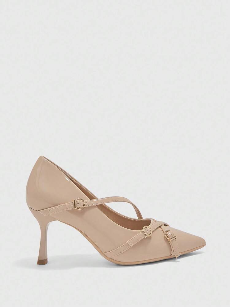 CUCCOO BIZCHIC Apricot Multi-Strap Pointed Toe High Heel Pumps, Sexy Stiletto Women Shoes For Outdoor, Commute, Party, Banquet For Christmas Spring Shoes