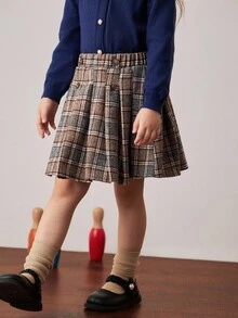 PrepCrw Young Girl Plaid Pleated Mini Skirt Fall Winter - Multicolor - View 5