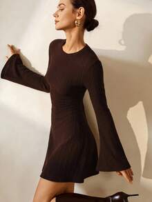 Lymera 女士优雅棕色小众设计感修身时尚上衣，适合秋冬女士新年圣诞节外出聚会通勤场合