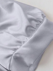 SHEIN MOOSTA Vestido elegante de manga abullonada con contraste de color para rave - Blanco - Ver 4