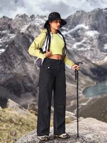 Damskie jeansy outdoorowe do wędrówek Ochrona przed słońcem Lekkie, szybkoschnące stroje turystyczne dla kobiet Damskie spodnie trekkingowe Spodnie outdoorowe dla kobiet Stroje kempingowe Damskie lekkie spodnie Spodnie trekkingowe damskie - Czarne - Zobacz 6