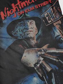 A Nightmare on Elm Street X ROMWE Đầm ngắn hai dây phối lưới họa tiết đồ họa dành cho nữ - màu đen - Xem 2