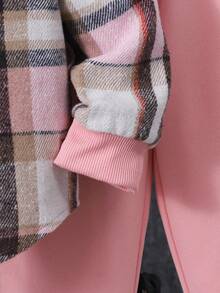 Sparklyn Bộ 2 áo sơ mi kẻ caro có mũ trùm đầu và quần kẻ caro có dây rút, giản dị và sang trọng cho bé gái mặc hàng ngày vào đầu thu - Hồng - Xem 5