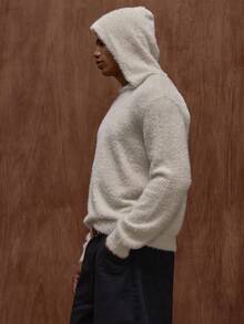 Musero Maglione oversize con cappuccio a maniche lunghe in mohair, felpa con cappuccio per uomo, abbigliamento autunnale/invernale