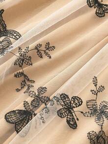 SHEIN Belle 大碼女裝夏季蝴蝶網紗邊系頸無袖簡約優雅連衣裙 - 彩色 - 查看 5