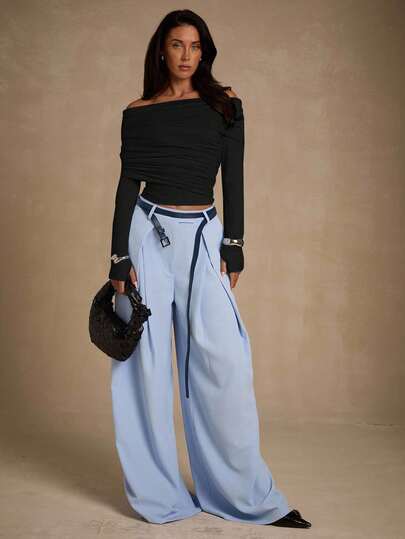 Glamine 女士露肩长袖T恤，优雅休闲，适合日常穿着，也适合约会、聚会和外出，秋季必备。