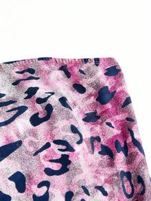 Shutterstock Y2Kool Women's Leopard Ombre Print Sexy Cropped Halter Slit Mini Dress, Suitable For Party, Nightclub, Street, Halloween, Y2K, Autumn/Winter Graphic Dress Pink Cheetah Print Pink Leopard Print Animal Print Dress Bodycon Summer Dress Matching Idea Casual Stylish Clothing Collection New Year Outfits - Purple - View 4