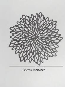 SHEIN 1 件 PVC 餐垫，创意黑色花朵图案镂空防滑餐桌垫，适用于餐桌 - 黑色 - 查看 3