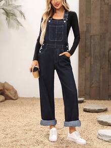 EMERY ROSE Bộ đồ liền thân denim không tay nhiều màu sắc đơn giản có túi dành cho nữ - Rửa tối - Xem 6