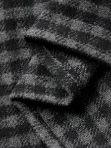 FRIFUL 女士纽扣半襟格子圆领无袖休闲宽松长款连衣裙 - 灰色 - 查看 7