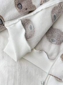 SHEIN 两件套男婴保暖羊毛熊套装 - 连帽拉链夹克 + 弹力袖口裤，秋冬 - 彩色 - 查看 7