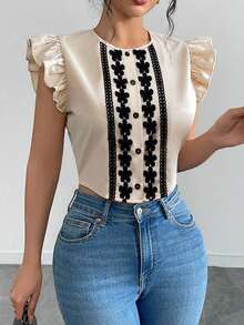 Chiquease Cămașă casual de vară de vacanță țesătă pentru femei - Caisă - Vizualizare 5