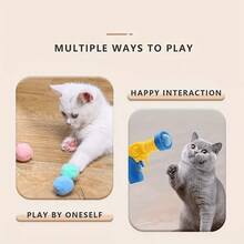 Zazumi Kit de jeu de lancement interactif pour chat, avec un lanceur et 20/50 balles en feutre. Convient aux chats d'intérieur, c'est un jouet sportif pour chat qui favorise l'amour et la confiance entre le propriétaire et le chat. La couleur est aléatoire. - Multicolore - Voir 5
