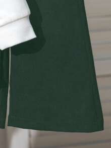 3pcs Baby/Toddler Cute Smiling Face Print Top, White Top, And Elastic Waist Pants Tracksuit Set, Suitable For Birthday Party, Evening Event, Performance, Wedding, Back To School - Dark Green - View 7