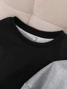 SHEIN Sweat-shirt-shirt ample et décontracté pour préadolescentes, col rond, minimaliste et confortable, lot de plusieurs