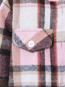 Sparklyn Bộ 2 áo sơ mi kẻ caro có mũ trùm đầu và quần kẻ caro có dây rút, giản dị và sang trọng cho bé gái mặc hàng ngày vào đầu thu - Hồng - Xem 7