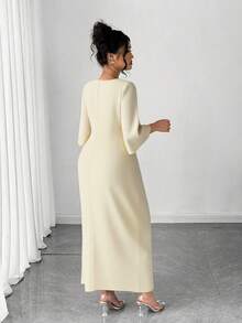 Elenzga Plus Size V-Neck Cinched Waist Bodycon Dress