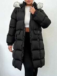 EURMUSE 女式帶領口連帽棉裝外套