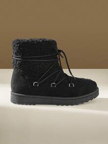 CUCCOO EASI Botas de neve femininas pretas de cano médio, quentes para atividades ao ar livre - Preto - Ver 3