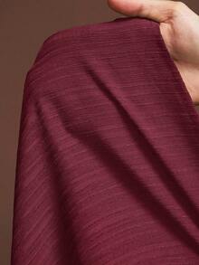 Veslaya Plus Size Summer Vacation Casual Solid Color Front Button Long Dress - Burgundy - View 14