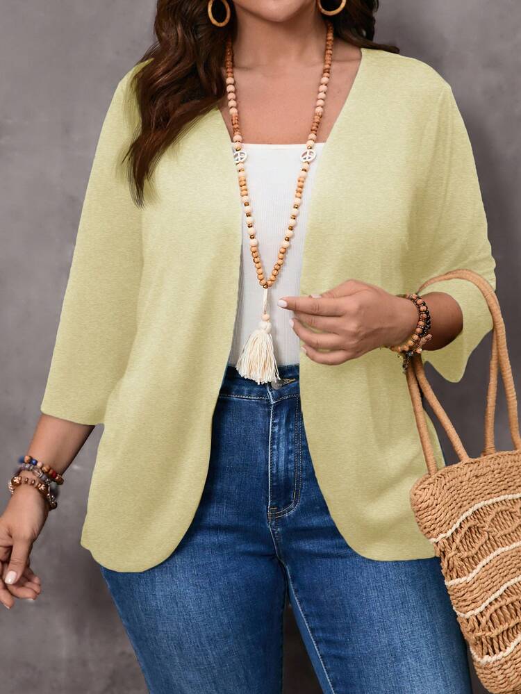 Große Größen Urlaubs-Lässig einfarbige Lehrer-Outfit Herbst Damen Kleidung Jacke