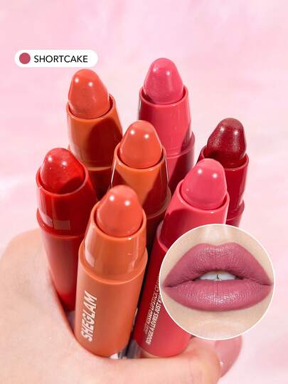 SHEGLAM Just Kissed Lipstick Crayon-Shortcake Creamy-Matte Smooth Lipstick High Pigment Lip Balm Lip Makeup Pink Lipstick Brand Beauty Makeup Face Paint Cosmetic For Women Girls Perfect For Fall Winter Ideal For Y2K Fancy Fashion Suitable For Birthday Christmas Present Party Ready Best Color